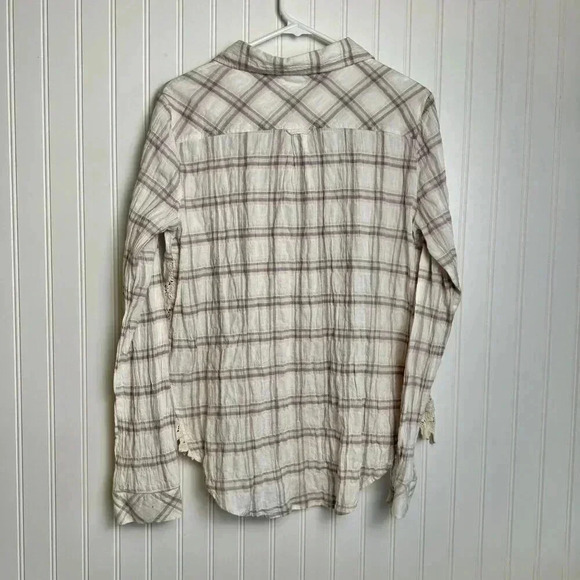 Shyanne Pink Plaid Button Down Medium Lace Side Panels, Long Sleeve, Western C32 - Picture 5 of 6